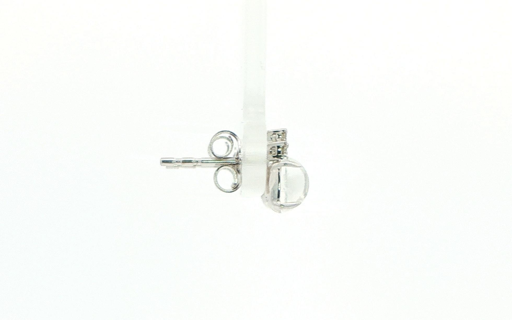 Cabochon Moonstone and Diamond Cluster Stud Earrings in White Gold (1.10cts TWT) side