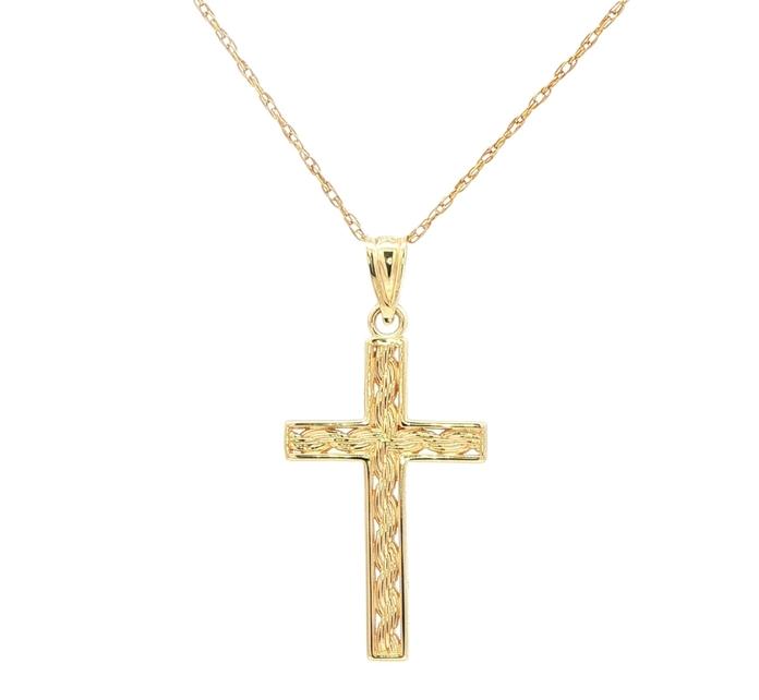 content/products/Estate Piece: Cross Necklace with Intricate Engraving Design Yellow Gold 