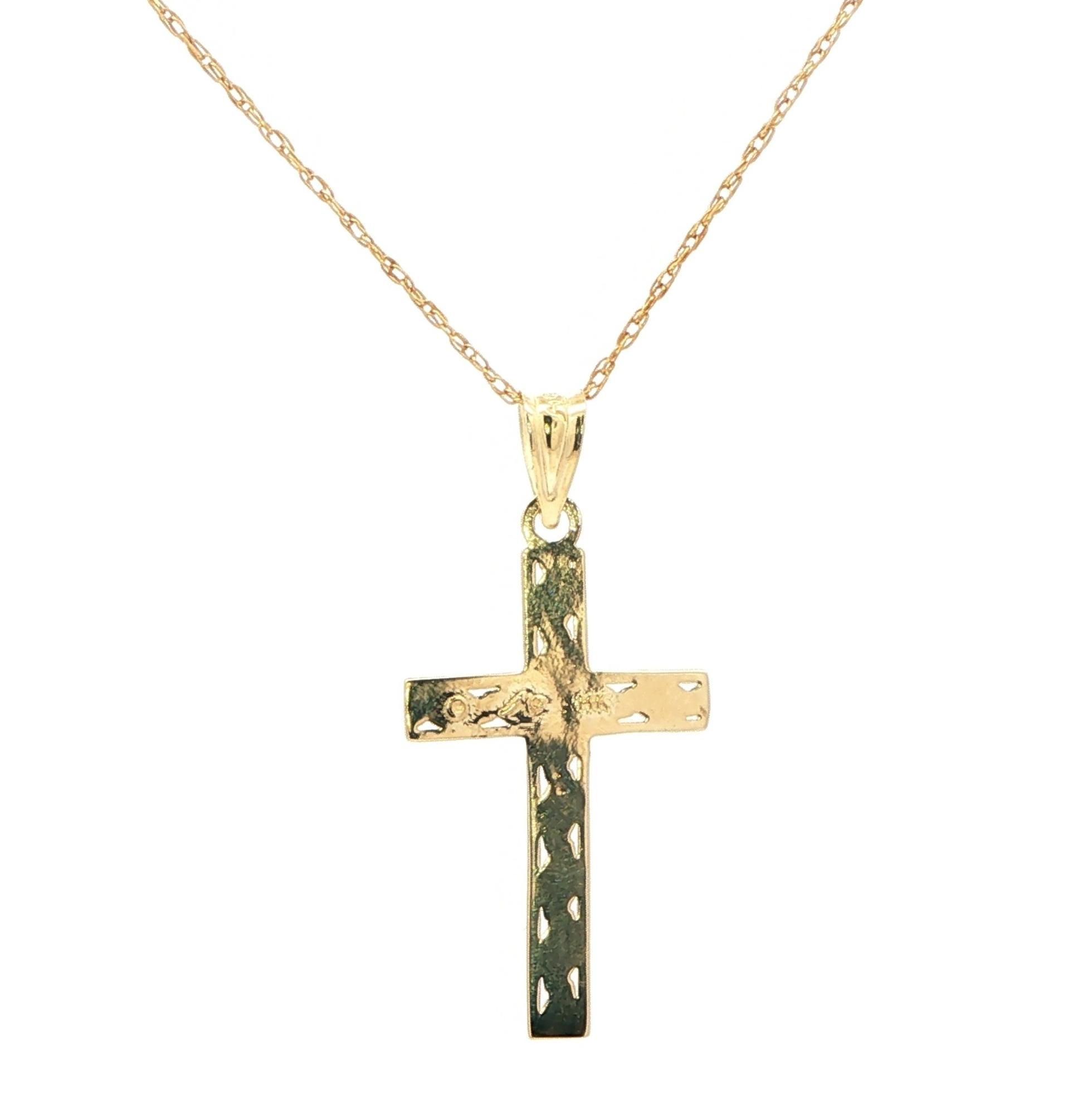 Estate Piece: Cross Necklace with Intricate Engraving Design Yellow Gold  back