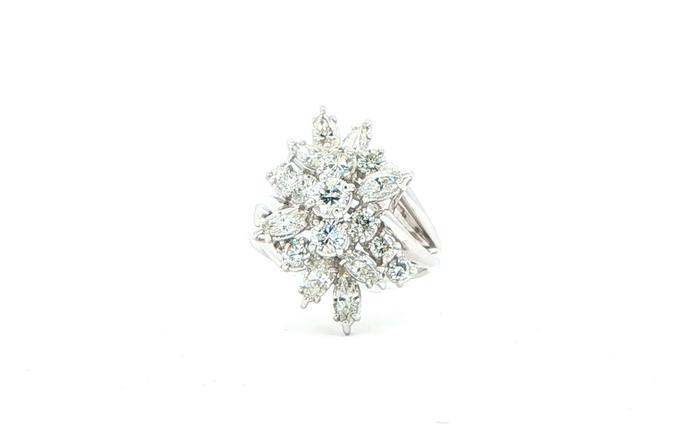 content/products/Estate Piece: Marquise and Round Diamond Cluster Cocktail Ring in White Gold (1.75cts TWT)