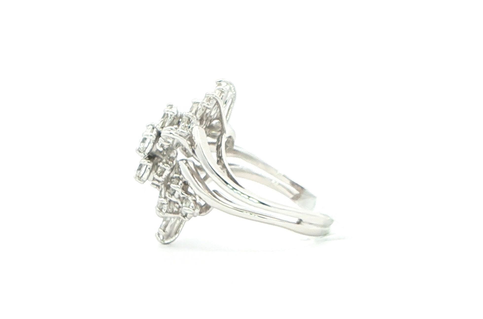 Estate Piece: Marquise and Round Diamond Cluster Cocktail Ring in White Gold (1.75cts TWT) side