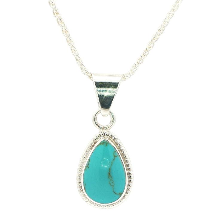 content/products/Estate Piece: Pear-Shaped Cabochon Turquoise Necklace in Sterling Silver