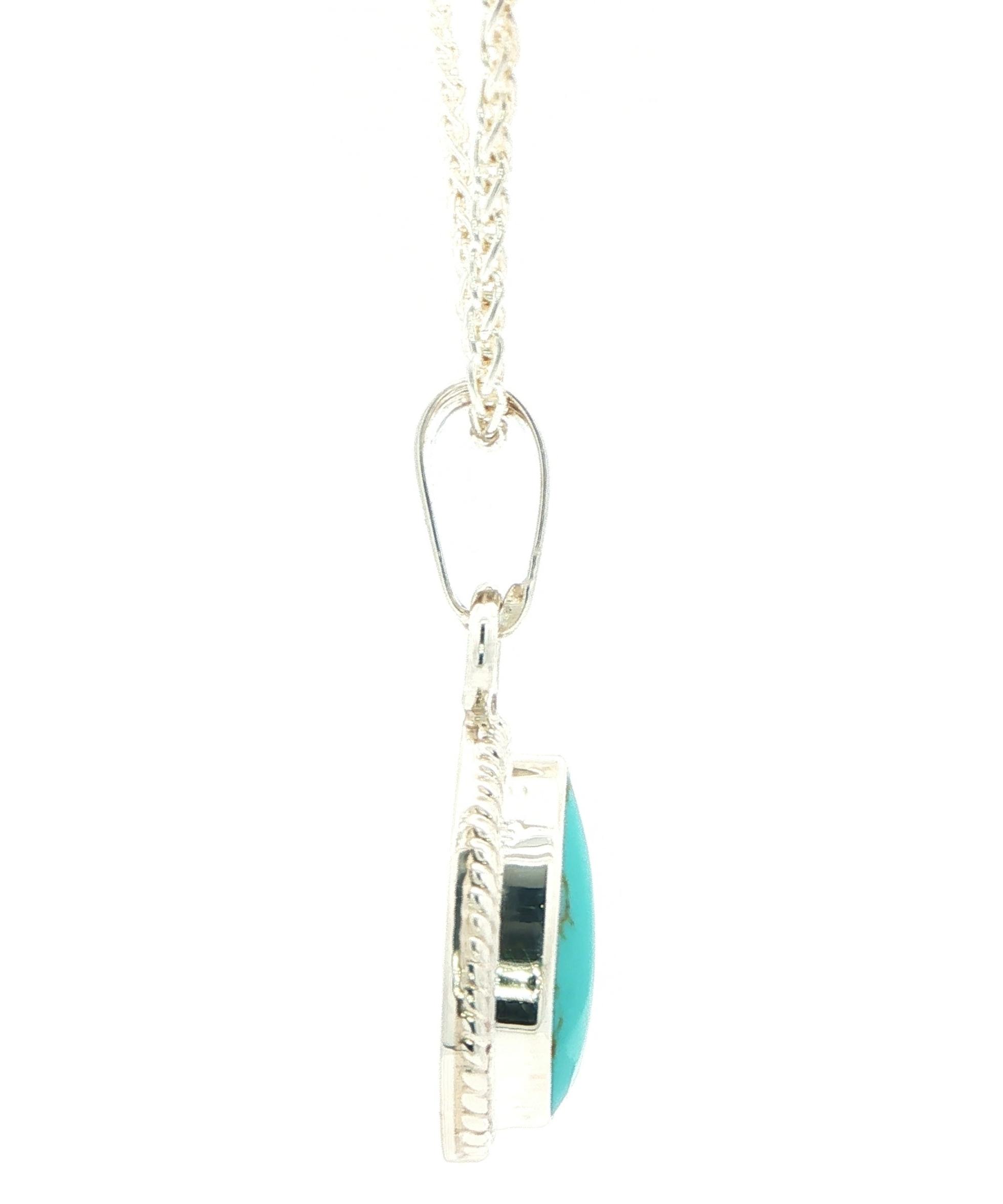 Estate Piece: Pear-Shaped Cabochon Turquoise Necklace in Sterling Silver  side