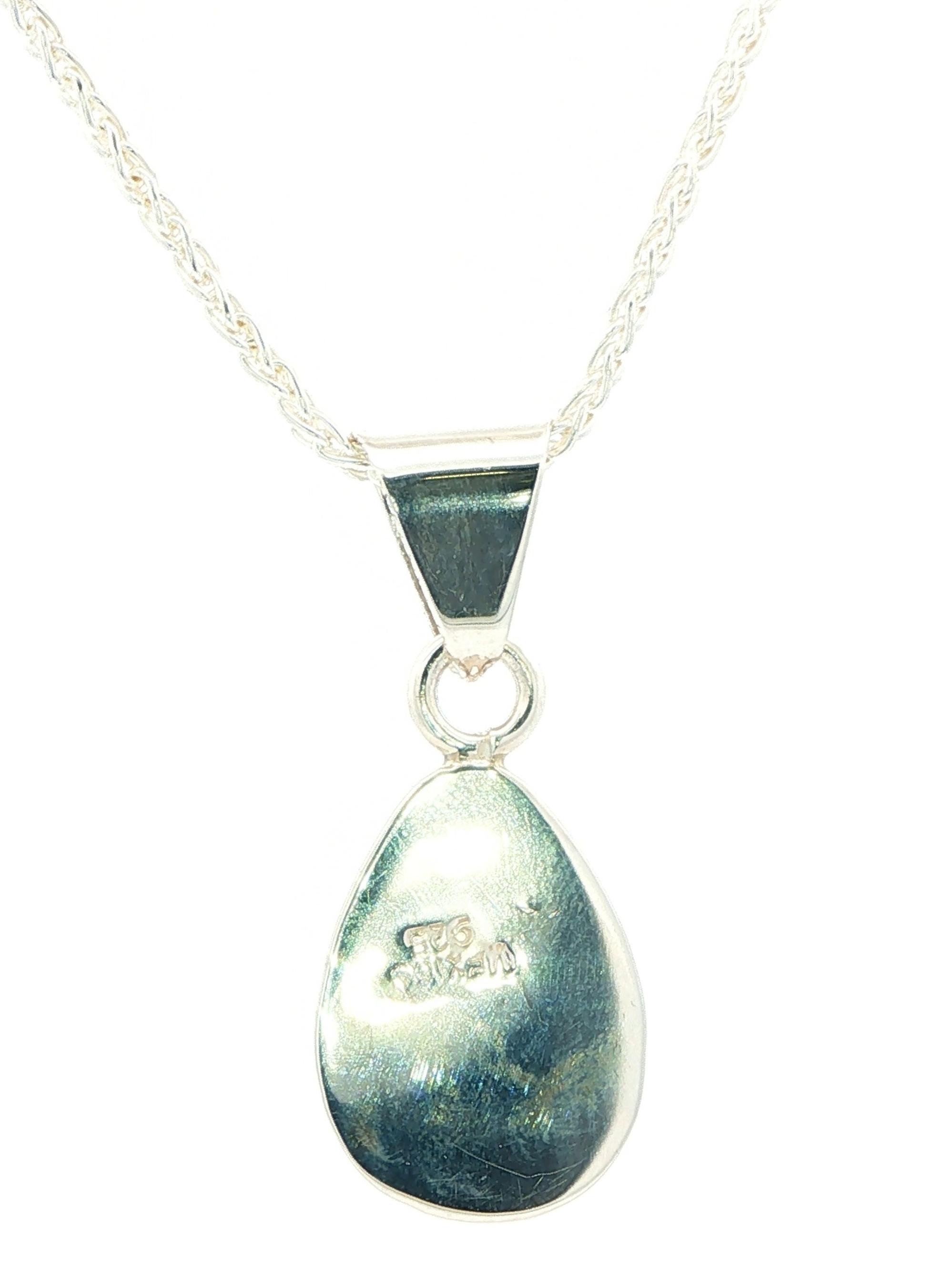 Estate Piece: Pear-Shaped Cabochon Turquoise Necklace in Sterling Silver  back