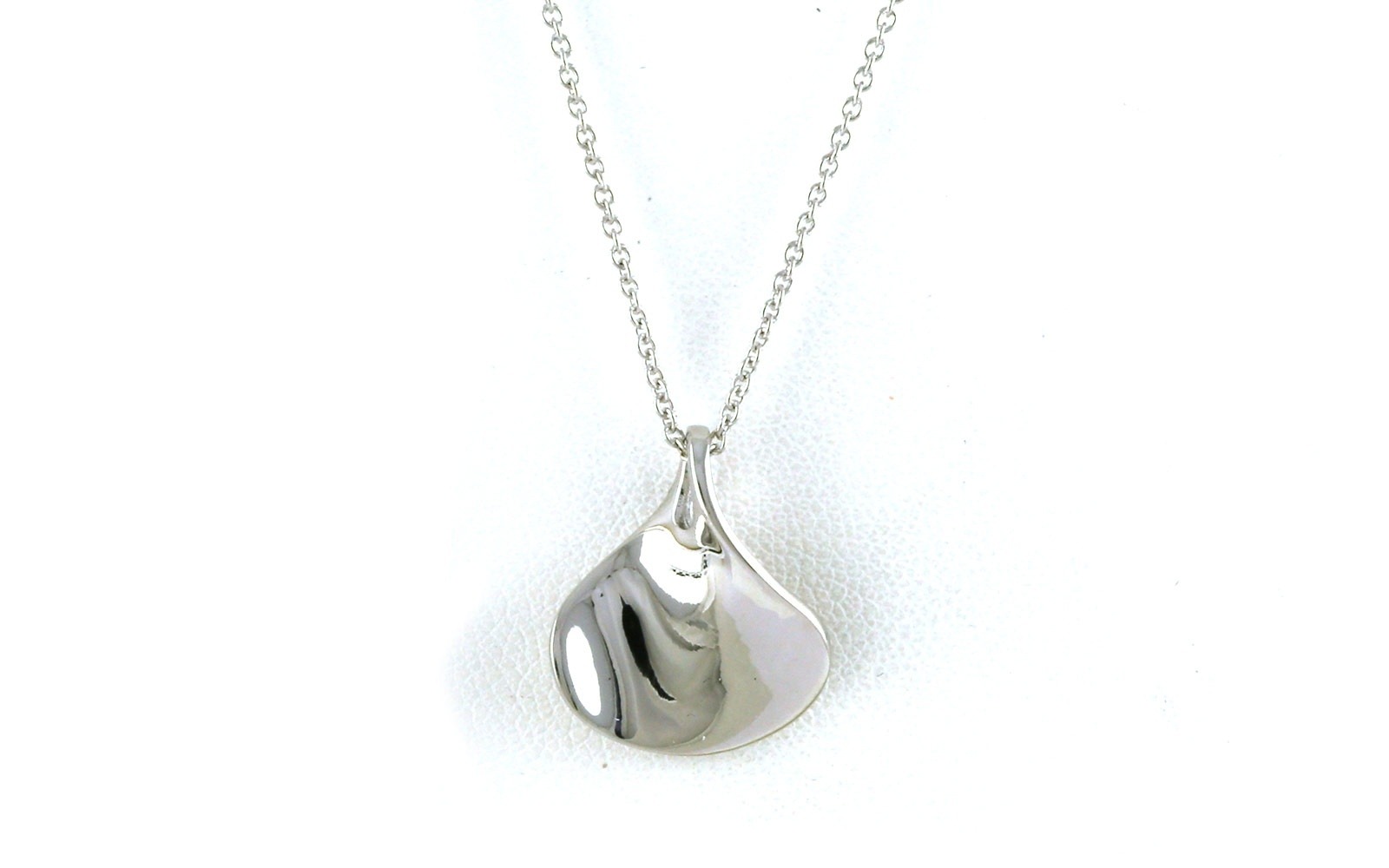 Curved Teardrop Necklace in Sterling Silver