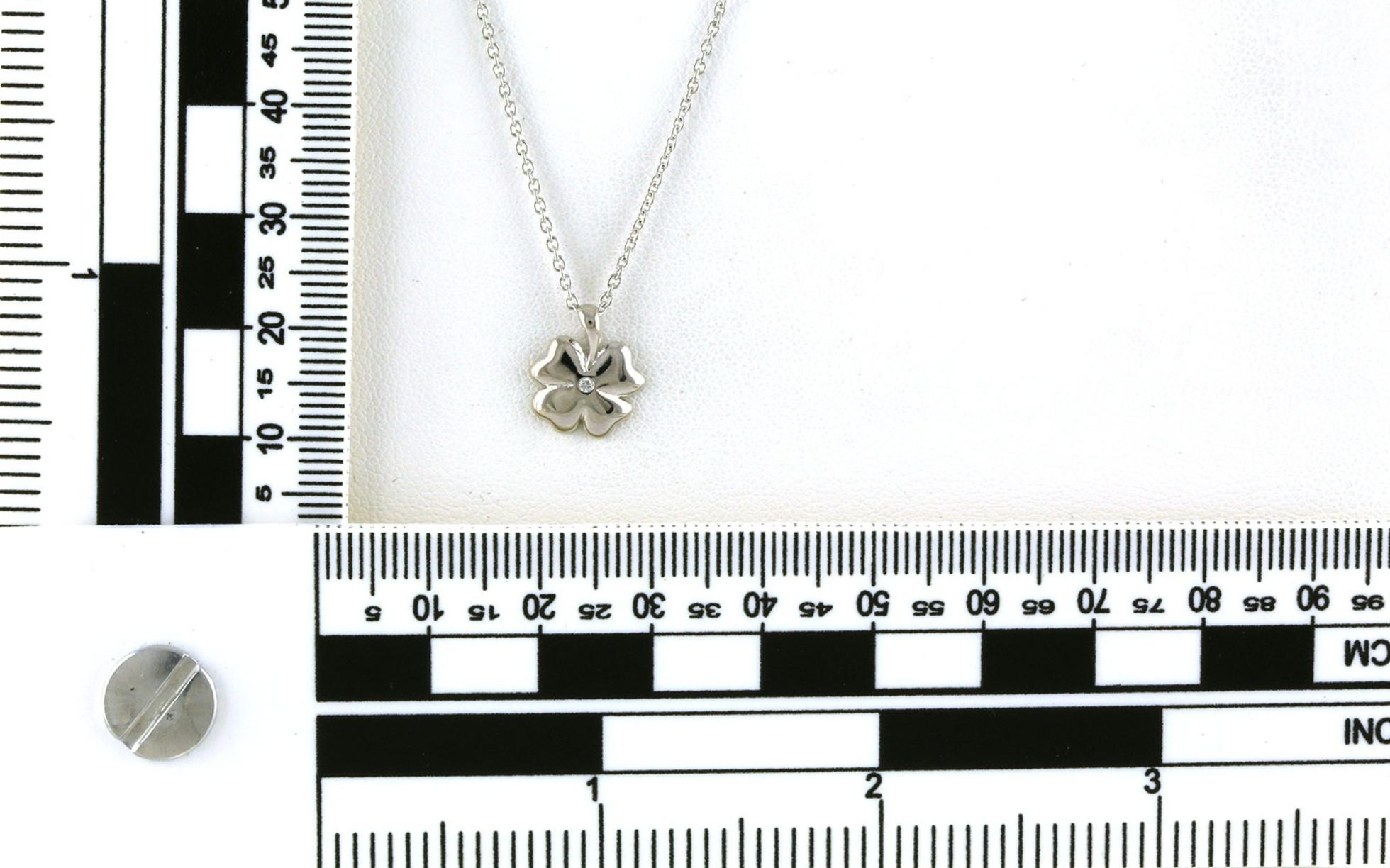 Clover with Flush-Set Diamond Necklace in Sterling Silver (0.01ct) scale