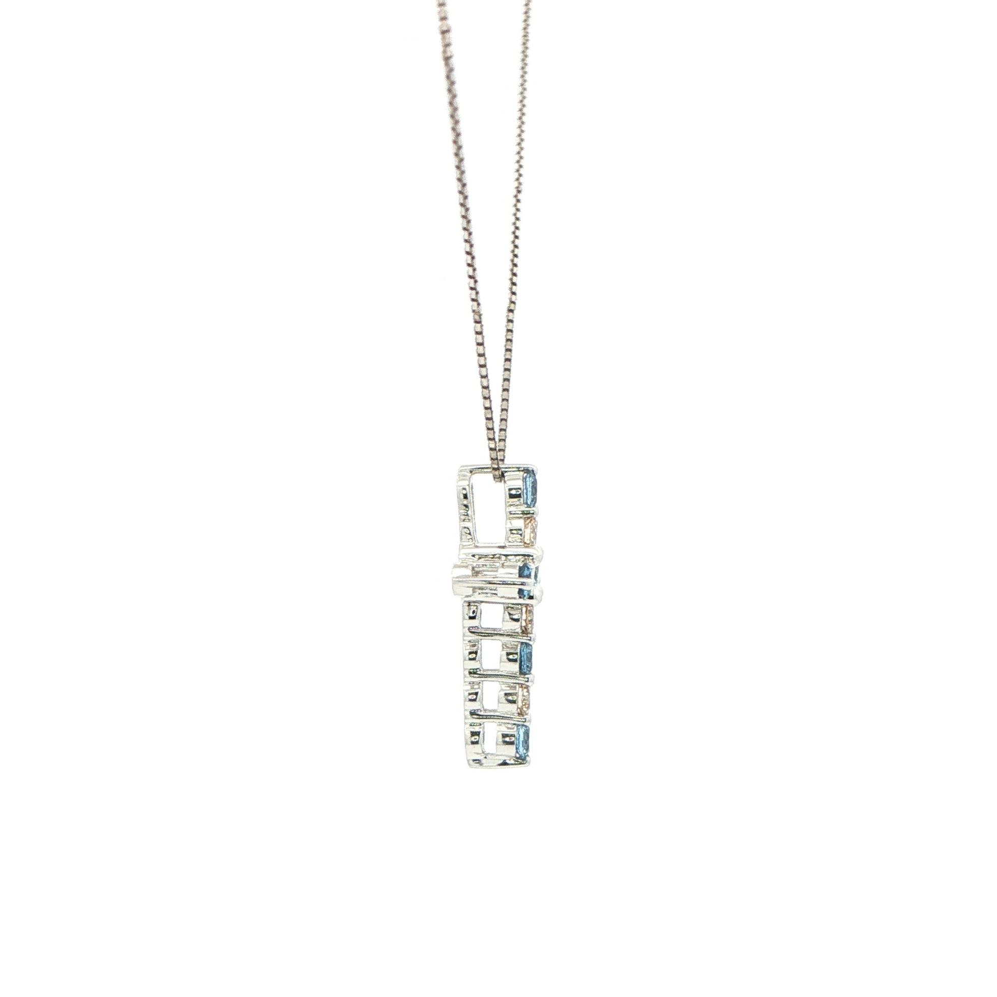 11-stone Alternating Montana Yogo Sapphire and Diamond Cross Necklace in White Gold (0.63cts TWT) side