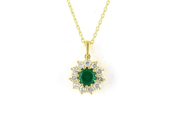 content/products/Emerald and Diamond Halo Necklace in Yellow Gold (3.17cts TWT)