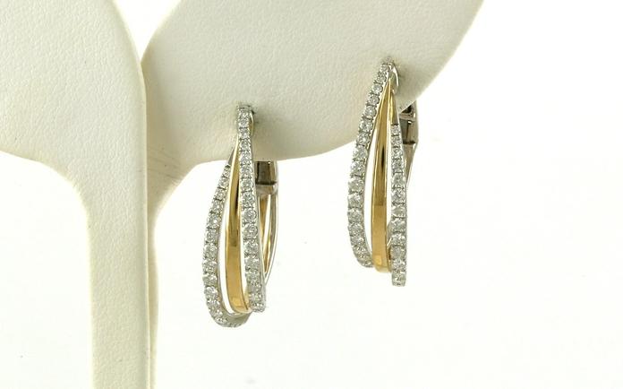 content/products/Two Tone 3-Strand Overlapping Diamond Hoop Earrings in White and Yellow Gold (1.23cts TWT)