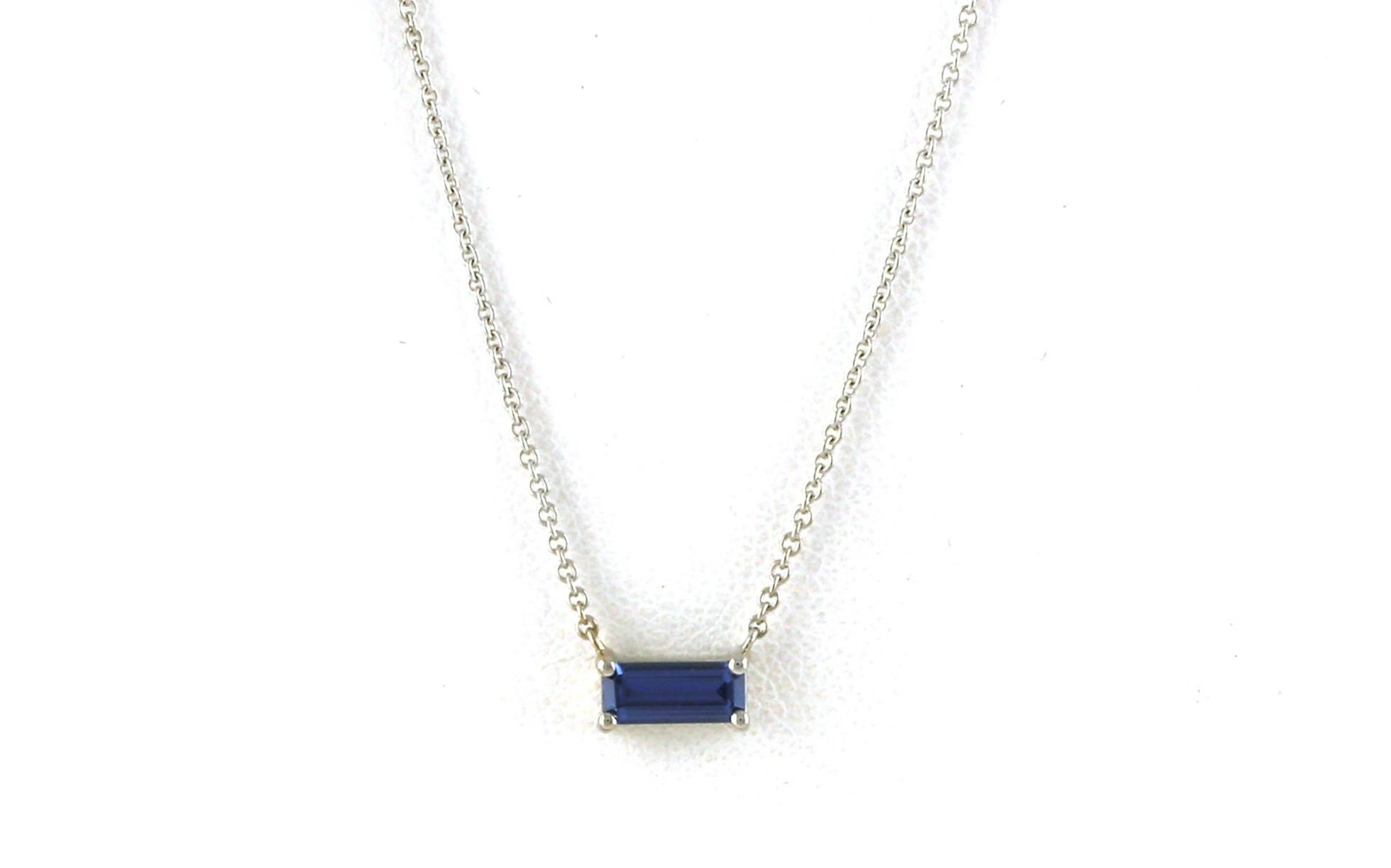 Landscape-Set Montana Yogo Sapphire Solitaire Split Chain Necklace in White Gold (0.36ct)