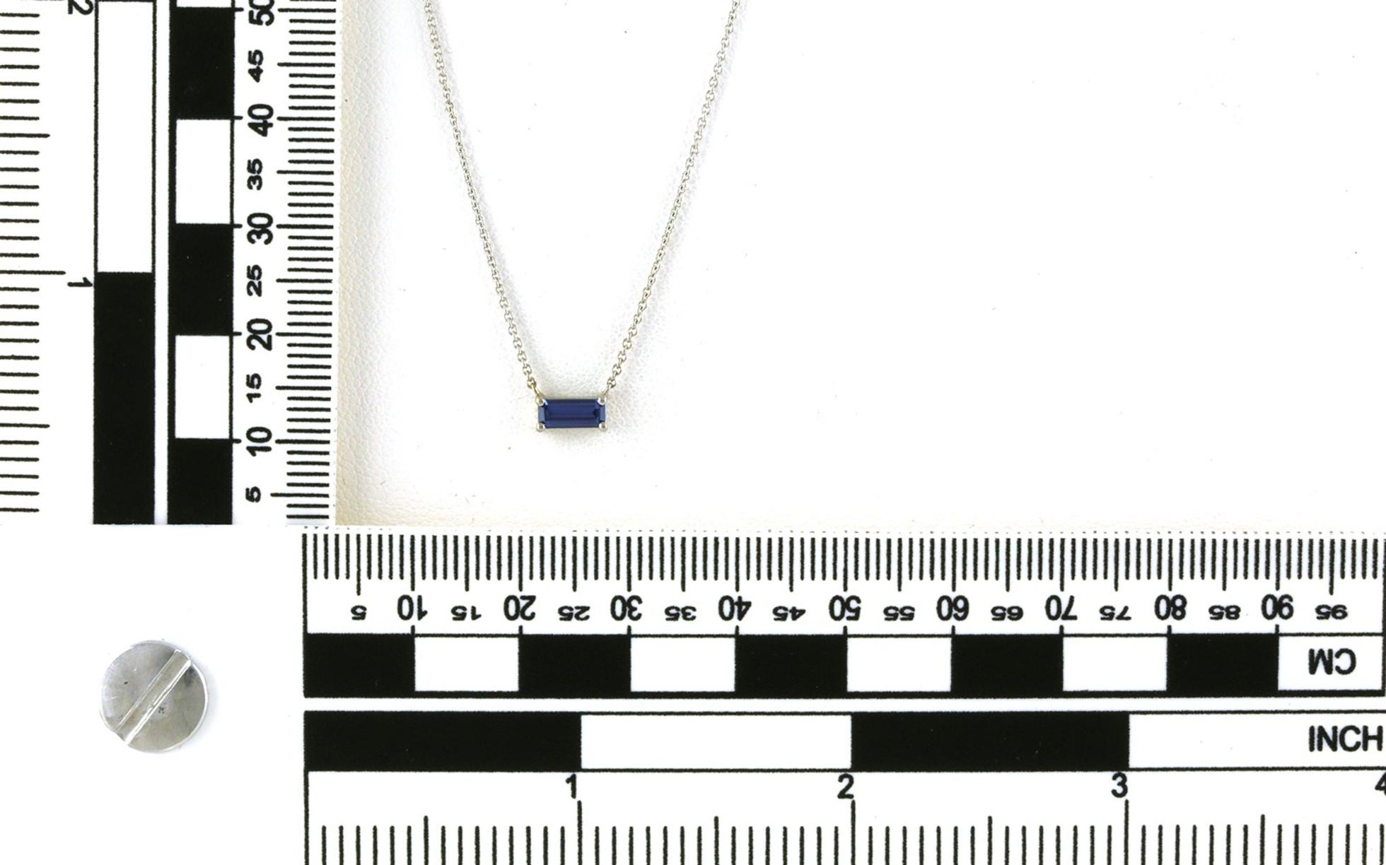 Landscape-Set Montana Yogo Sapphire Solitaire Split Chain Necklace in White Gold (0.36ct) scale