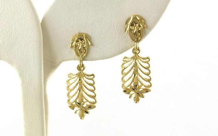 content/products/Estate Piece: Leaf Dangle Stud Earrings in Yellow Gold