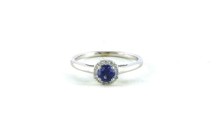 content/products/Estate Piece: Montana Yogo Sapphire and Diamond Halo Ring in White Gold (0.47cts TWT)