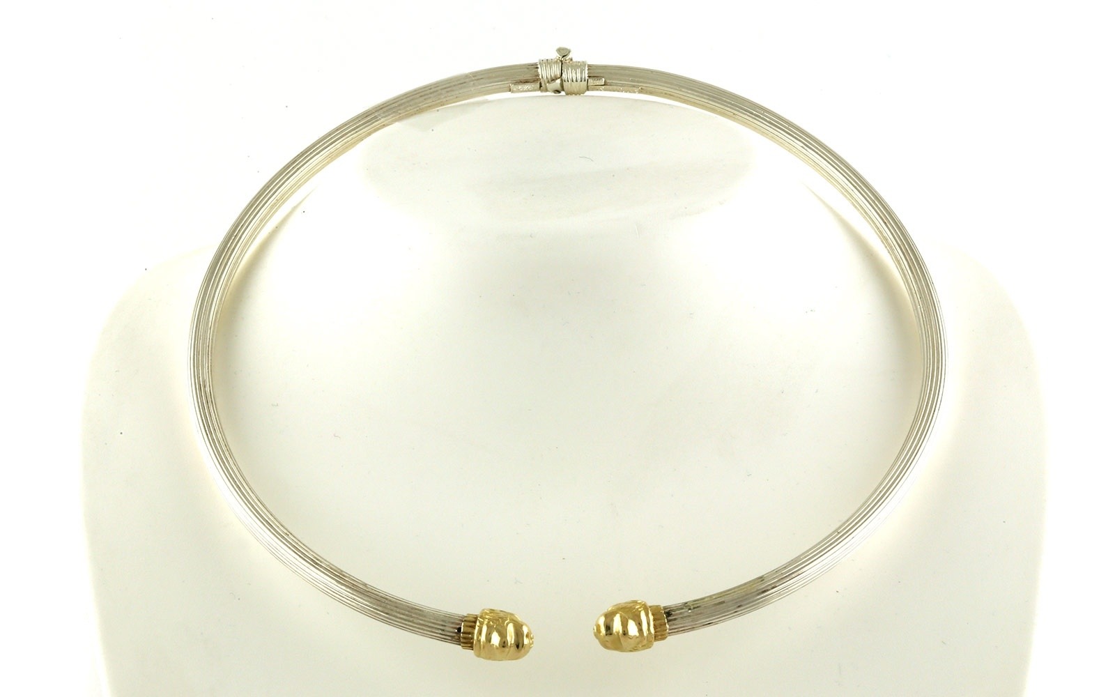 Estate Piece: Lia La Laoun's Two Tone Hinged Collar Necklace in Sterling Silver and Yellow Gold
