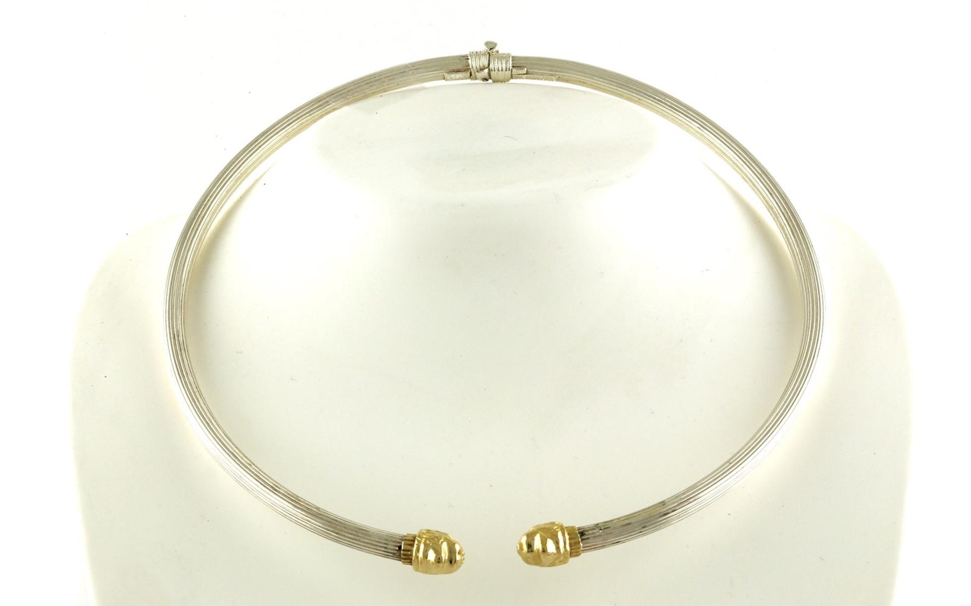 Estate Piece: Lia La Laoun's Two Tone Hinged Collar Necklace in Sterling Silver and Yellow Gold