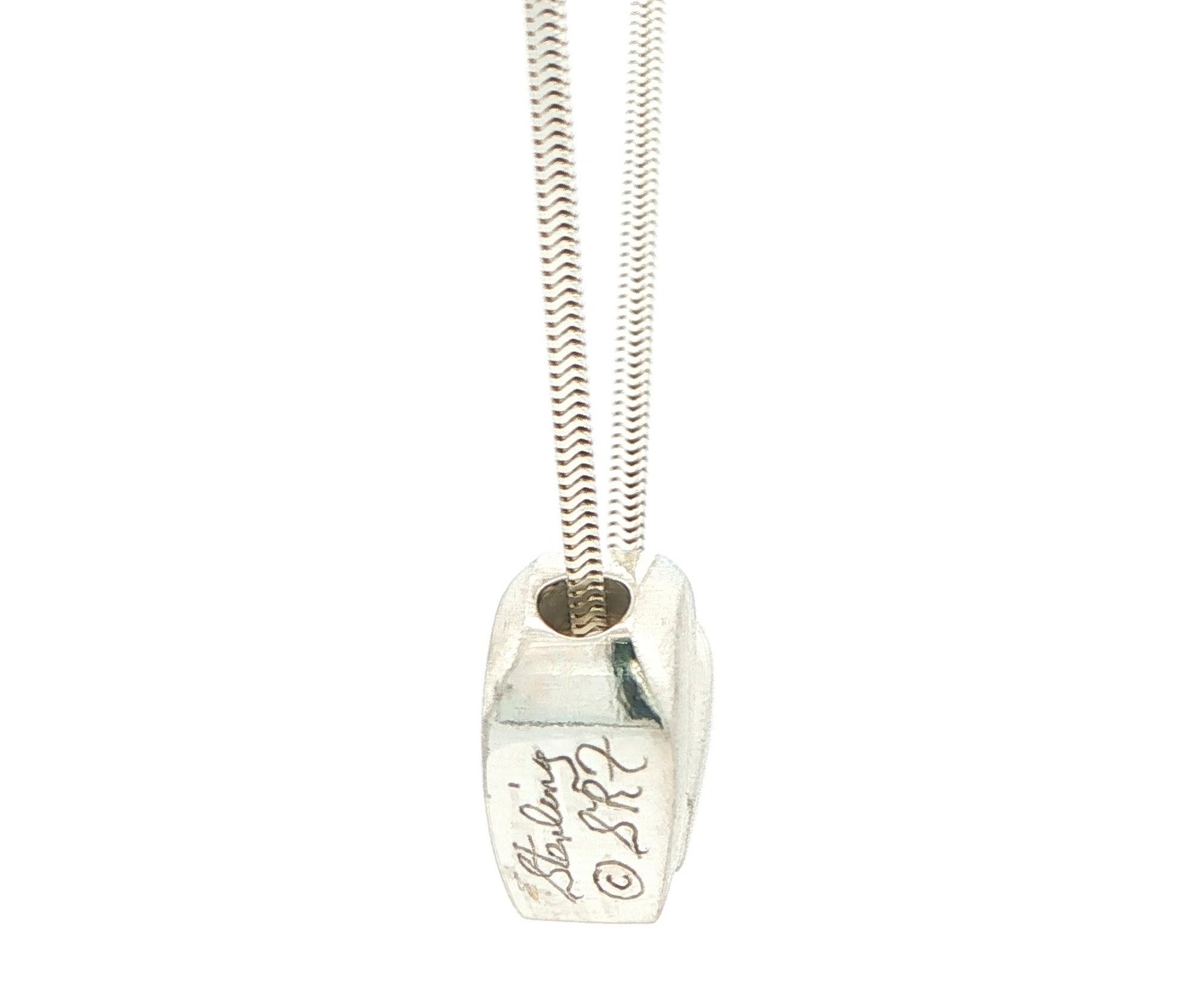 Estate Piece: Bear Charm Necklace with Satin and Polished Finishes in Sterling Silver  side