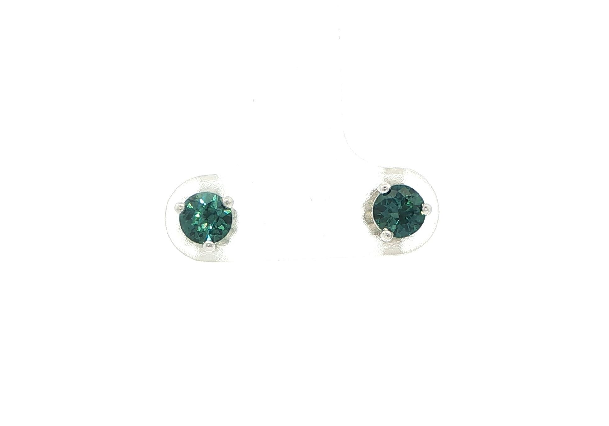 Montana Sapphire Stud Earrings in 3-Prong Martini Settings in White Gold (1.02cts TWT)