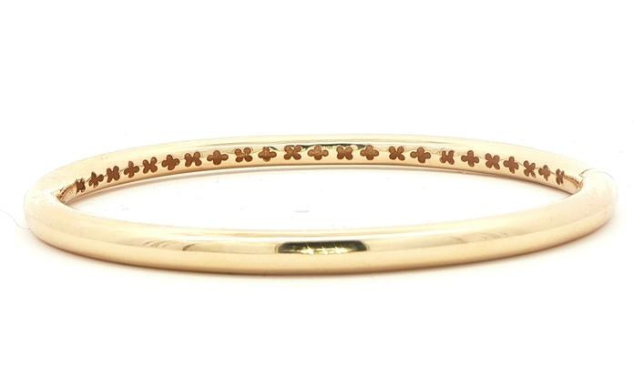 content/products/Semi-Solid Hinged Bangle with Interior Floral Design in Yellow Gold