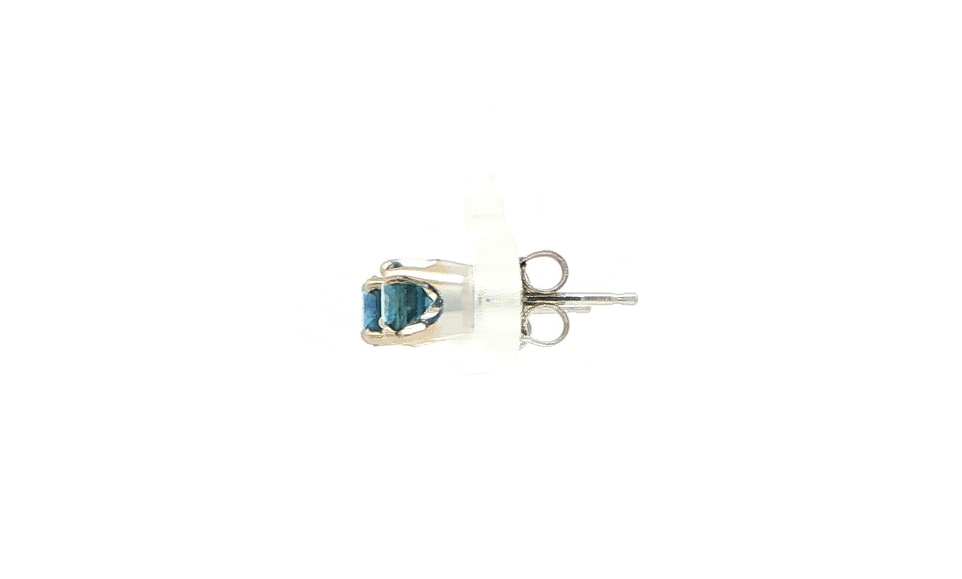 Blue Montana Sapphire Stud Earrings in 4-Prong Settings in White Gold  (0.86cts TWT) side