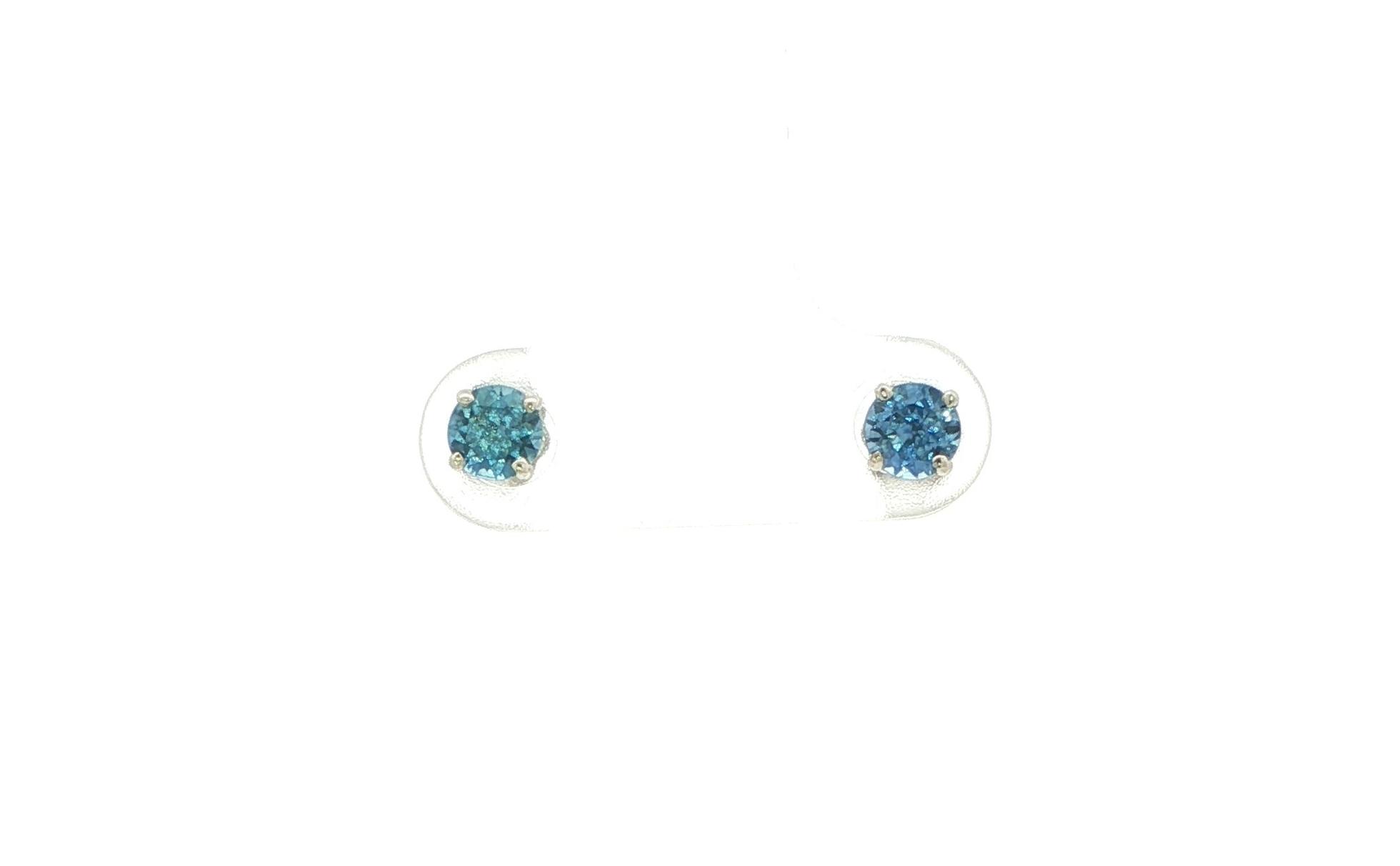 Blue Montana Sapphire Stud Earrings in 4-Prong Settings in White Gold (0.73cts TWT)