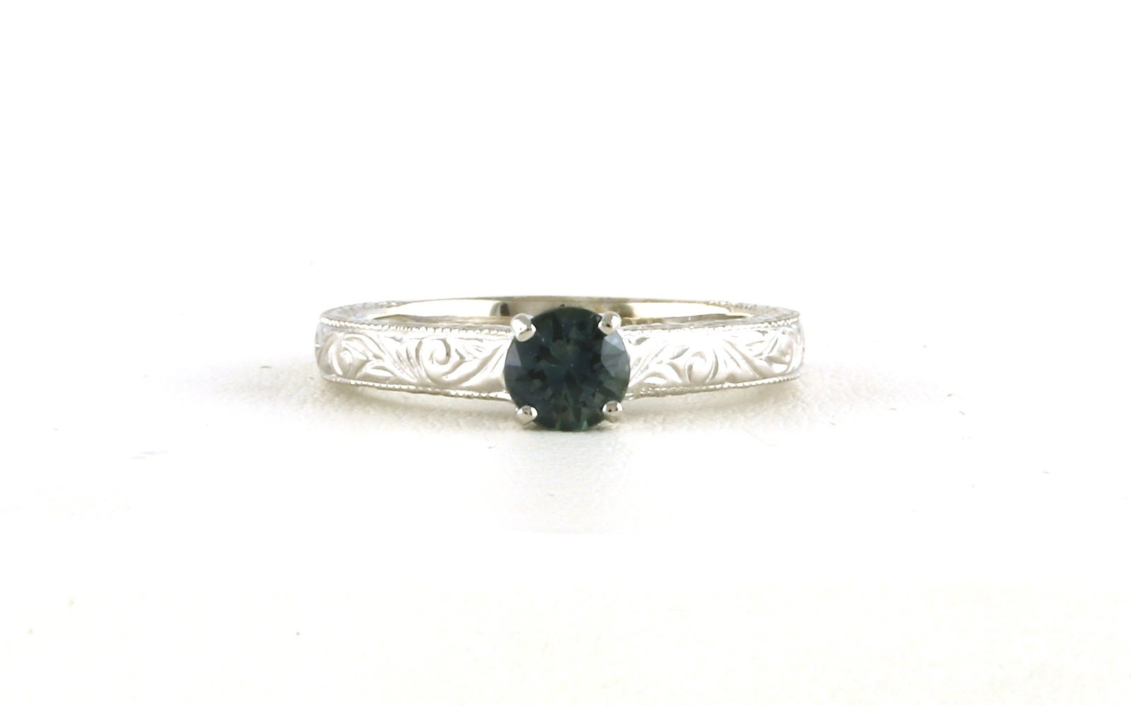 Filigree Montana Sapphire 4-Prong Setting Ring in Sterling Silver (0.65ct)