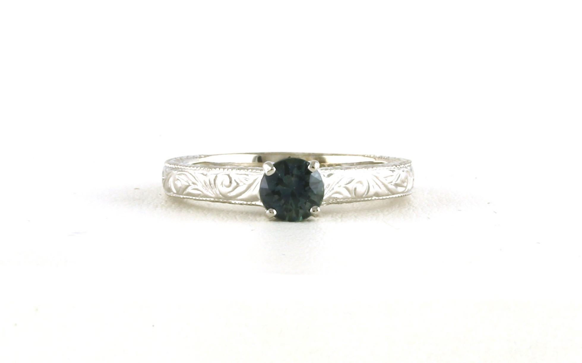Filigree Montana Sapphire 4-Prong Setting Ring in Sterling Silver (0.65ct)