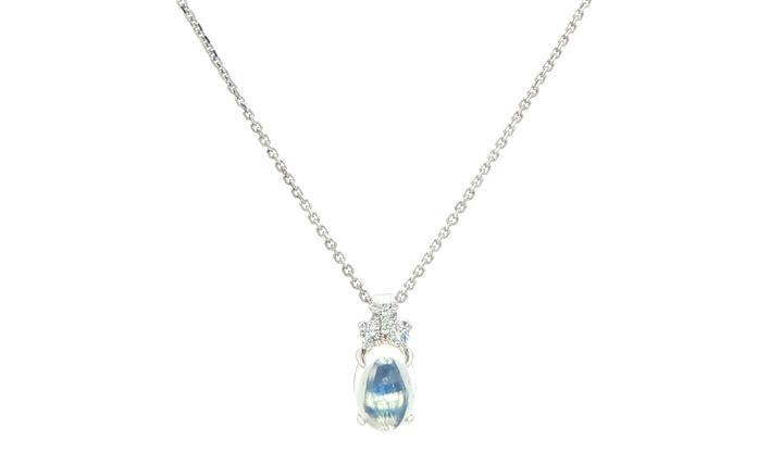 content/products/Oval Moonstone and Diamond Cluster Necklace in White Gold (1.03cts TWT)