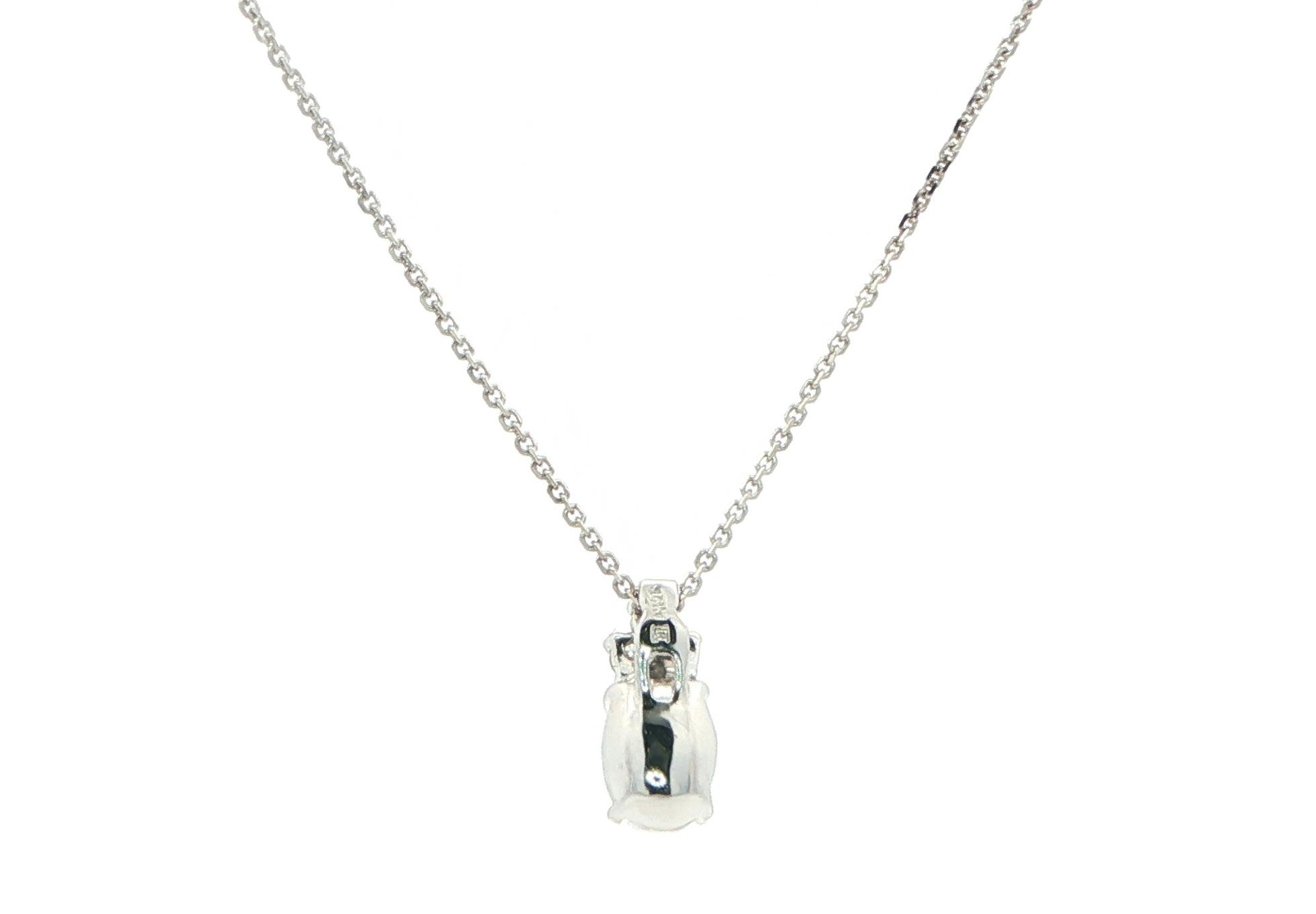 Oval Moonstone and Diamond Cluster Necklace in White Gold (1.03cts TWT) back