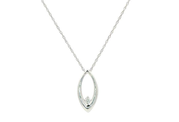 content/products/Marquise Pendant with Round Cut Diamond Necklace in White Gold  (0.04cts)