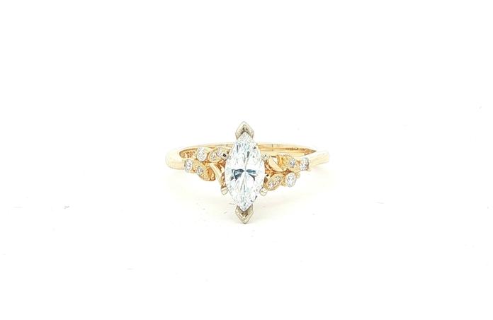 content/products/Marquise Cut Engagement Ring Mounting with Floral Diamond Accents in Yellow Gold (0.10cts TWT)