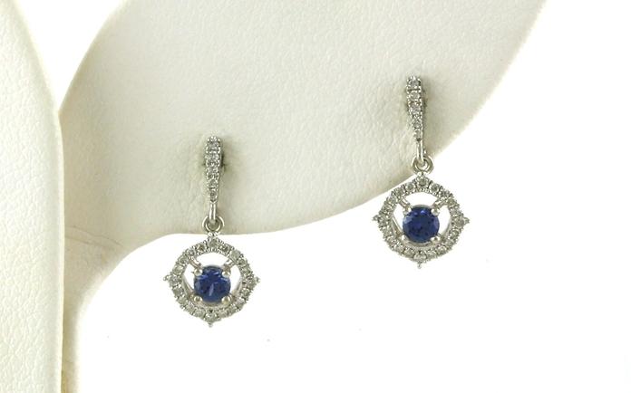 content/products/Montana Yogo Sapphire and Diamond Halo Dangle Earrings in White Gold (0.57cts TWT)