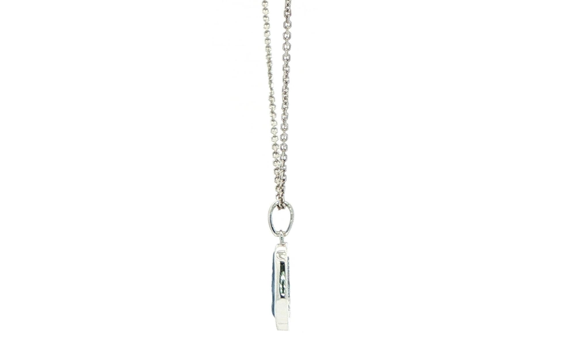 Bezel-set Raw Un-cut Montana Yogo Sapphire Necklace in White Gold (0.87cts) side