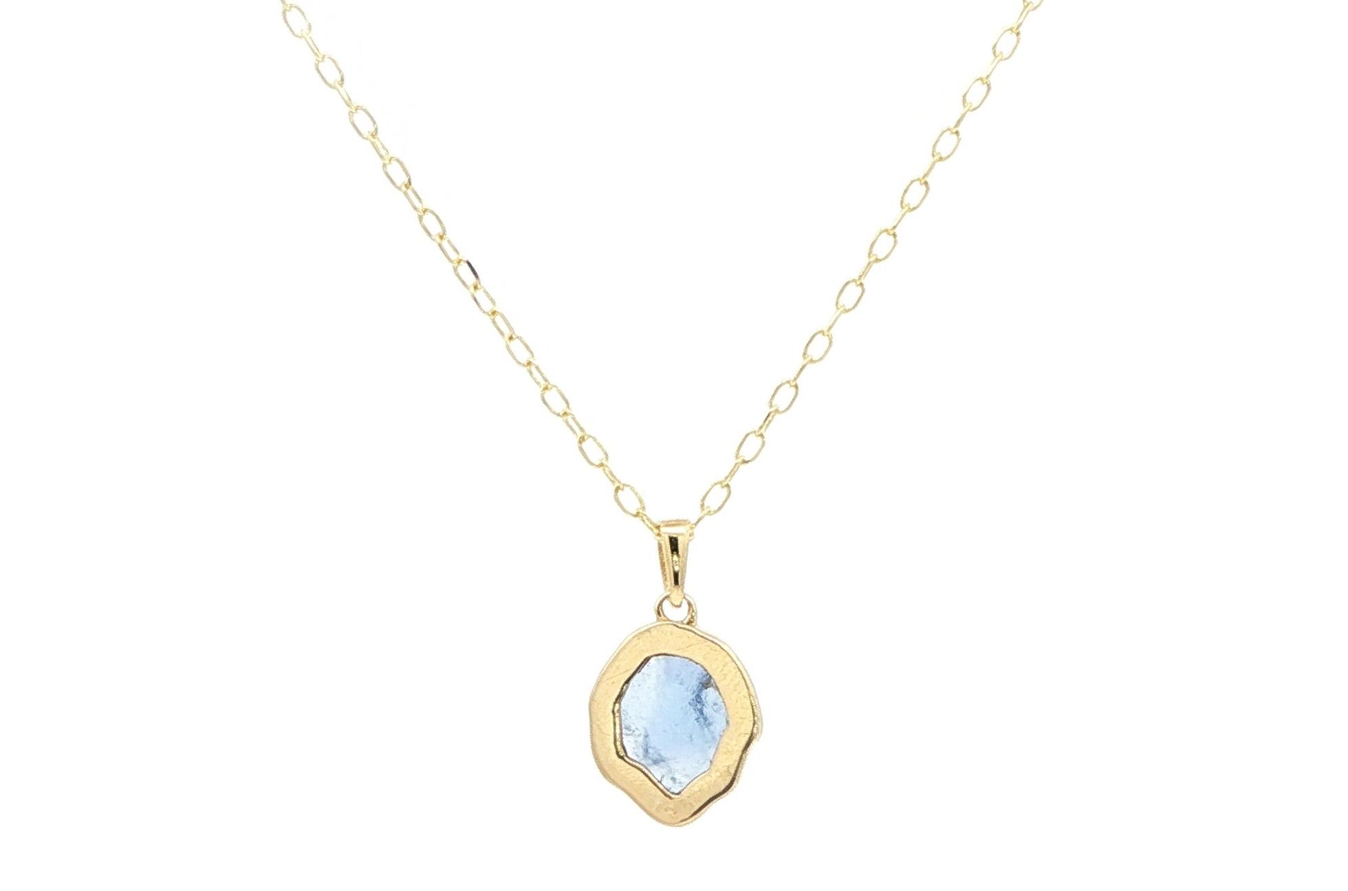 Bezel-set Raw Un-cut Montana Yogo Sapphire Necklace in Yellow Gold (0.86cts) back