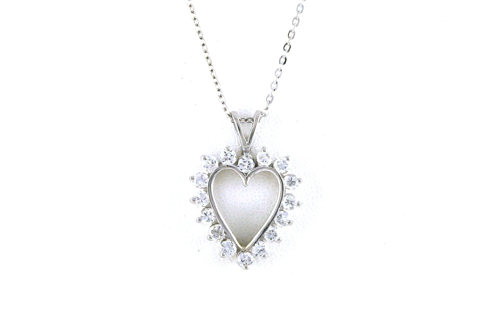 Estate Piece: Diamond Heart Necklace on Rabbit-Ear Bail in White Gold Necklace (0.88cts TWT)