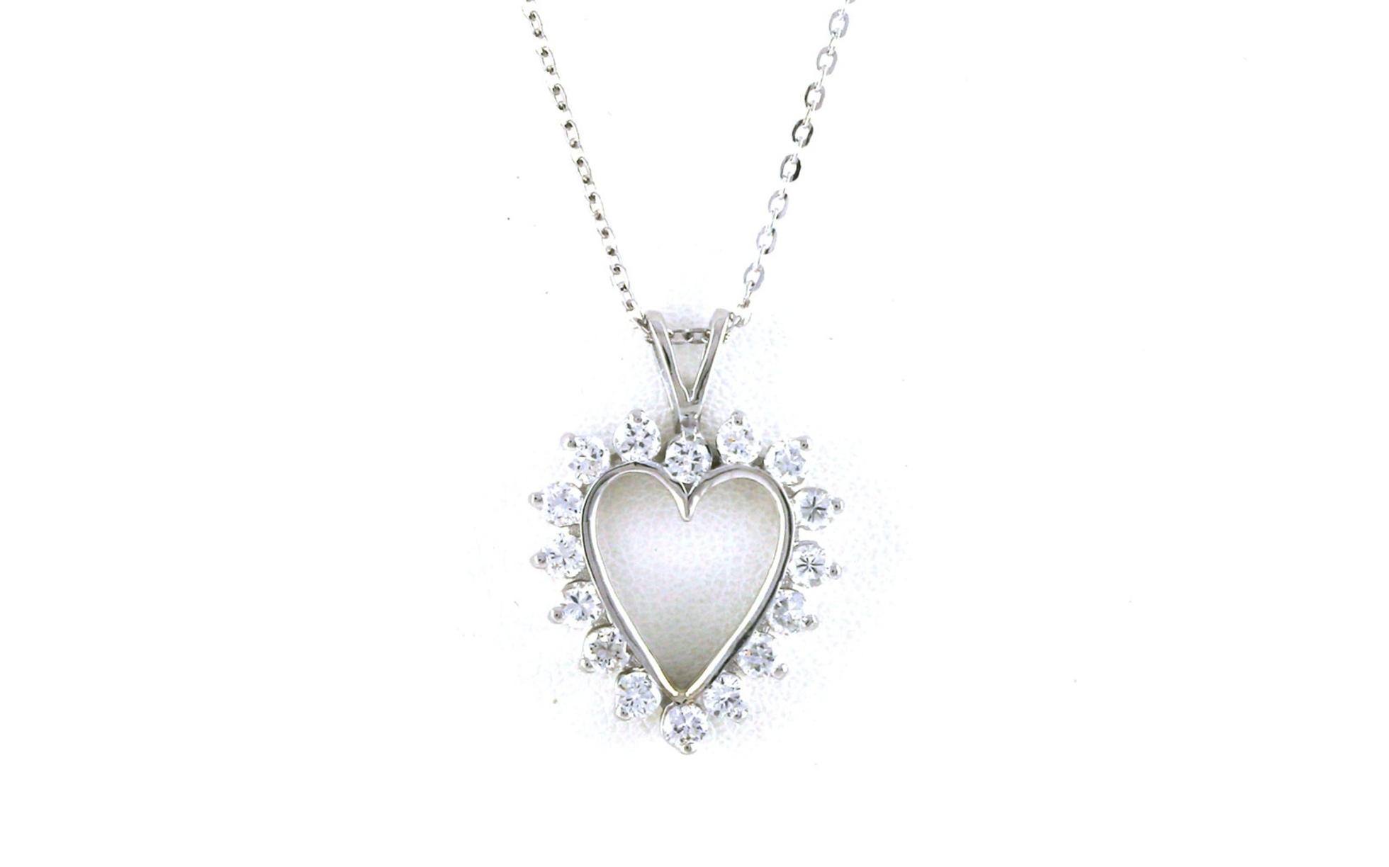 Estate Piece: Diamond Heart Necklace on Rabbit-Ear Bail in White Gold Necklace (0.88cts TWT)