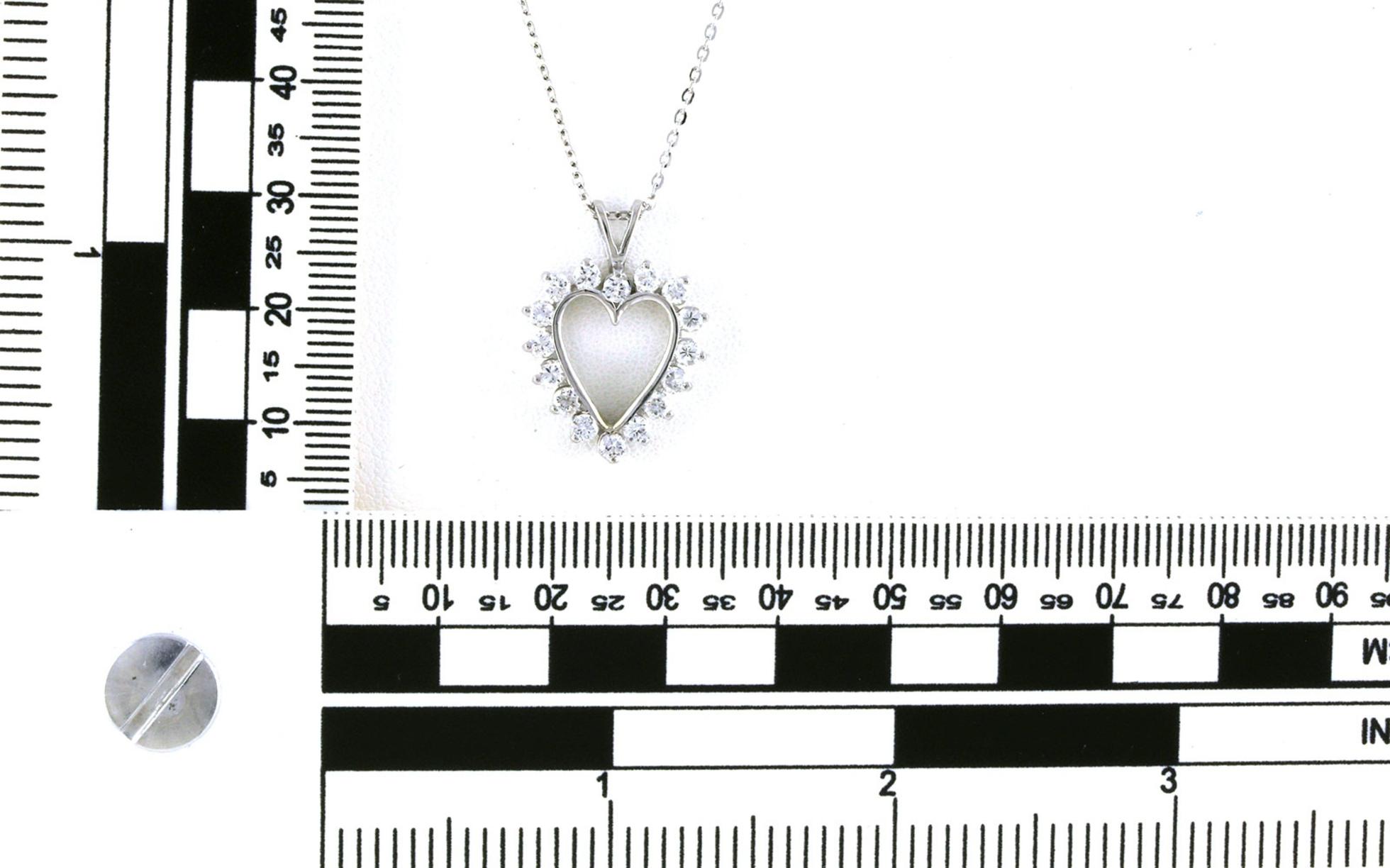 Estate Piece: Diamond Heart Necklace on Rabbit-Ear Bail in White Gold Necklace (0.88cts TWT) scale