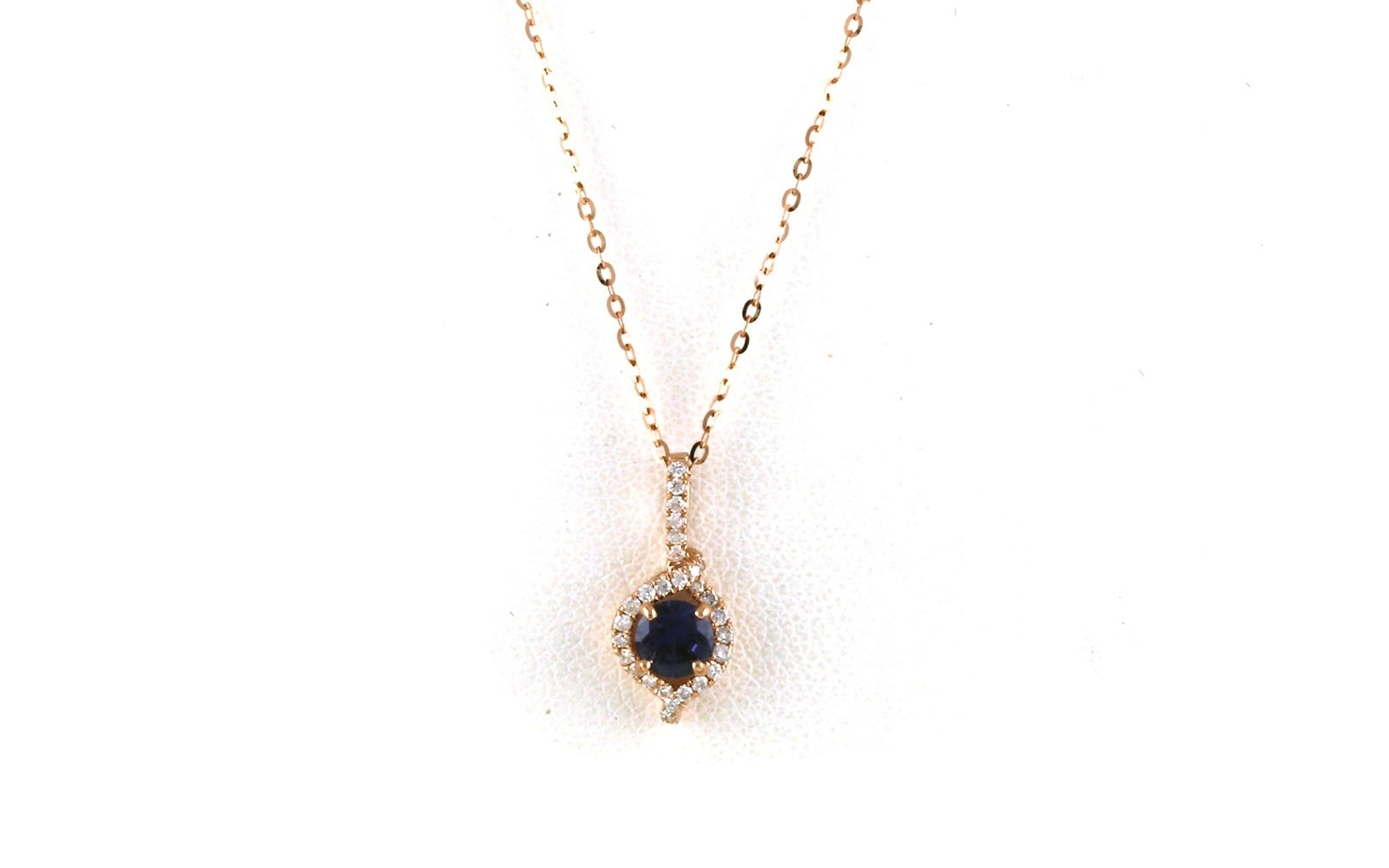 Huckleberry Sapphire and Diamond Wrap Halo Necklace in Rose Gold (0.39cts TWT)