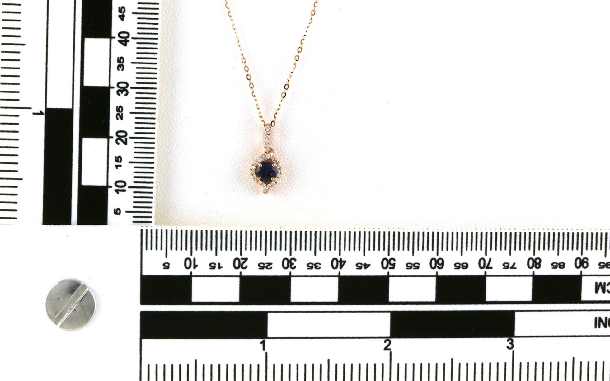 Huckleberry Sapphire and Diamond Wrap Halo Necklace in Rose Gold (0.39cts TWT) scale