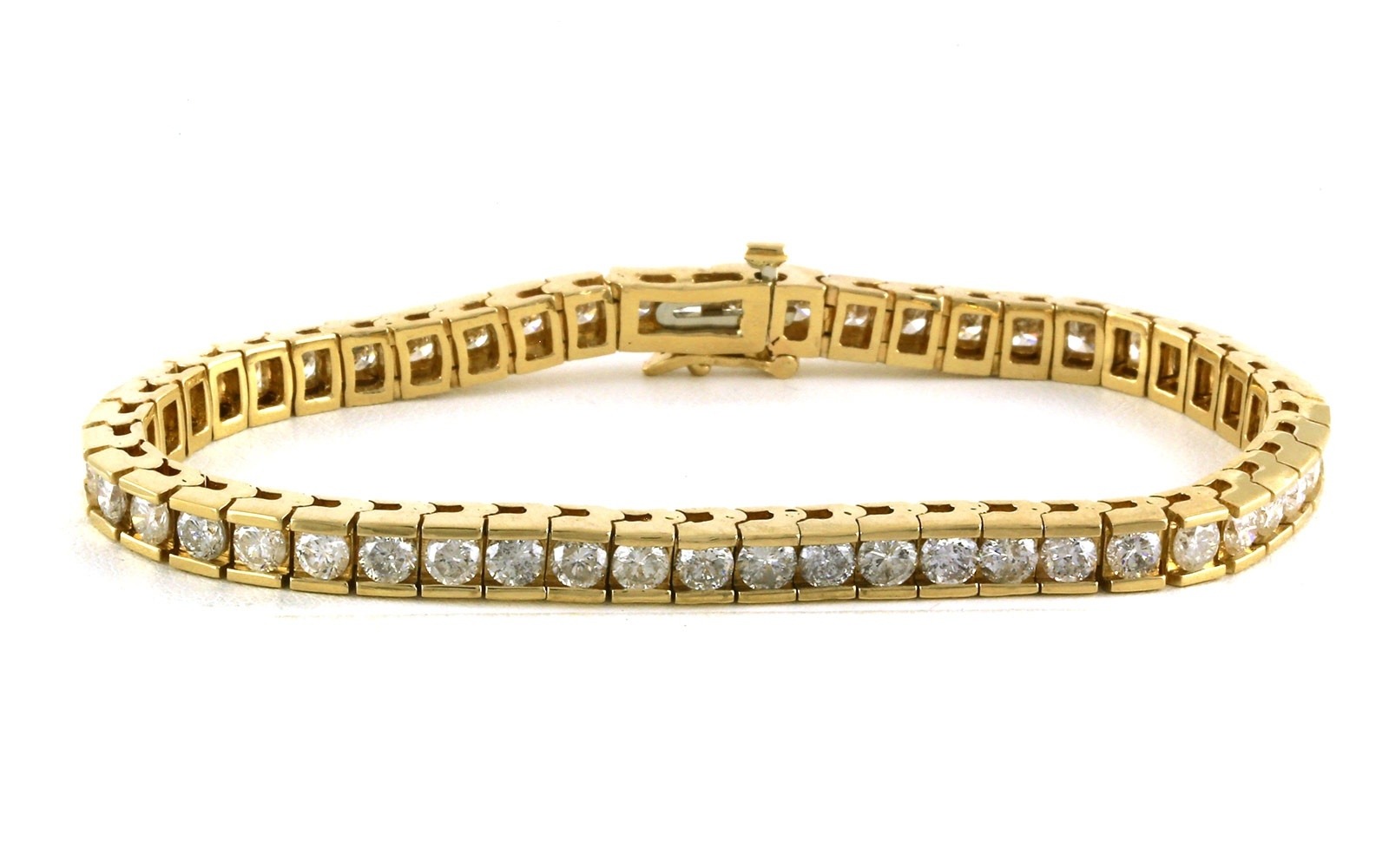 Estate Piece: Channel-Set Line Diamond Tennis Bracelet in Yellow Gold (6.00cts TWT)