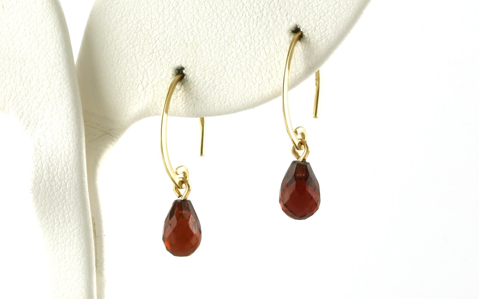 Garnet French Wire Dangle Earrings in Yellow Gold