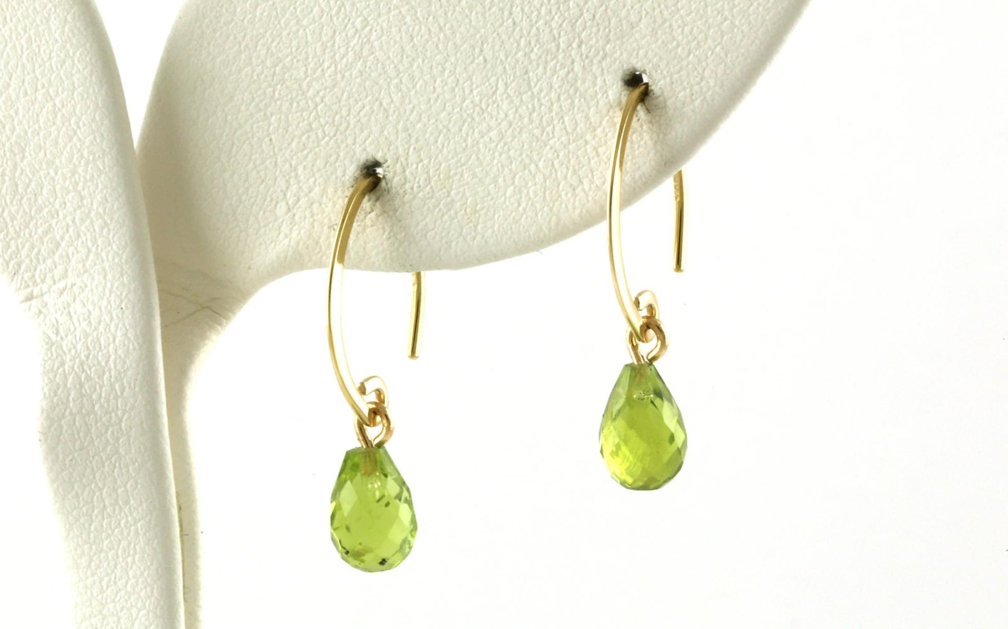 Peridot French Wire Dangle Earrings in Yellow Gold