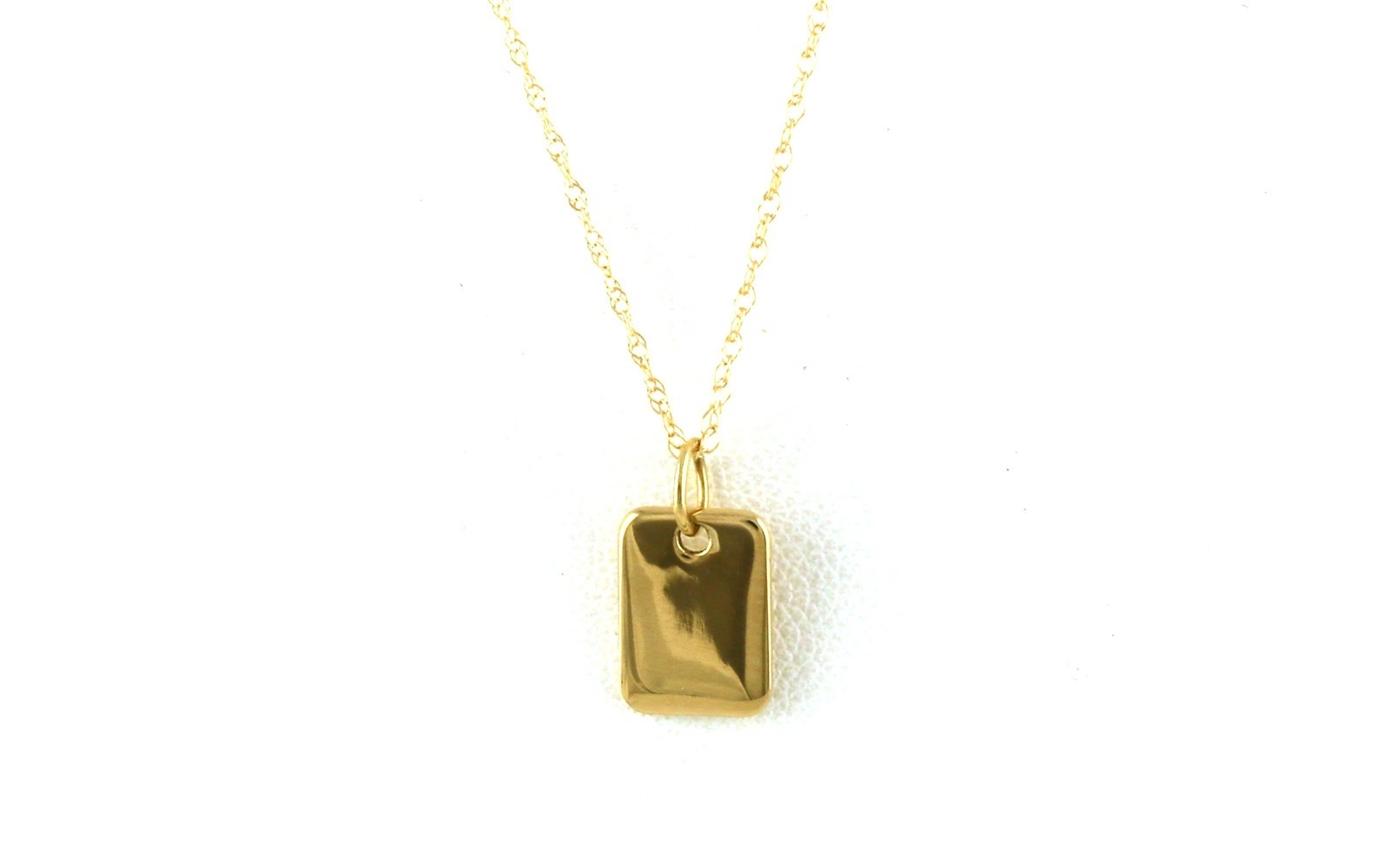 Mini Dog Tag Necklace in Yellow Gold