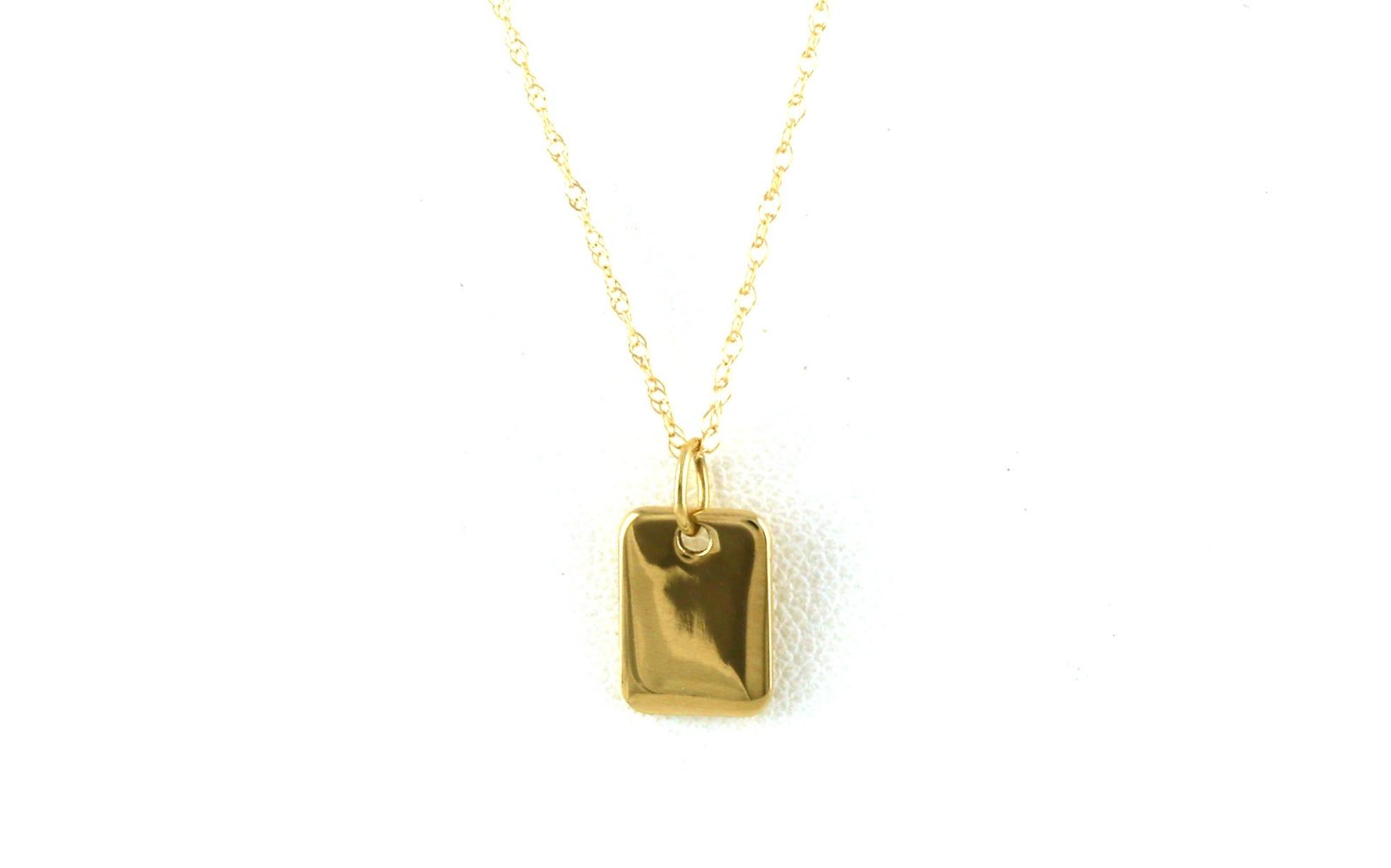 Mini Dog Tag Necklace in Yellow Gold