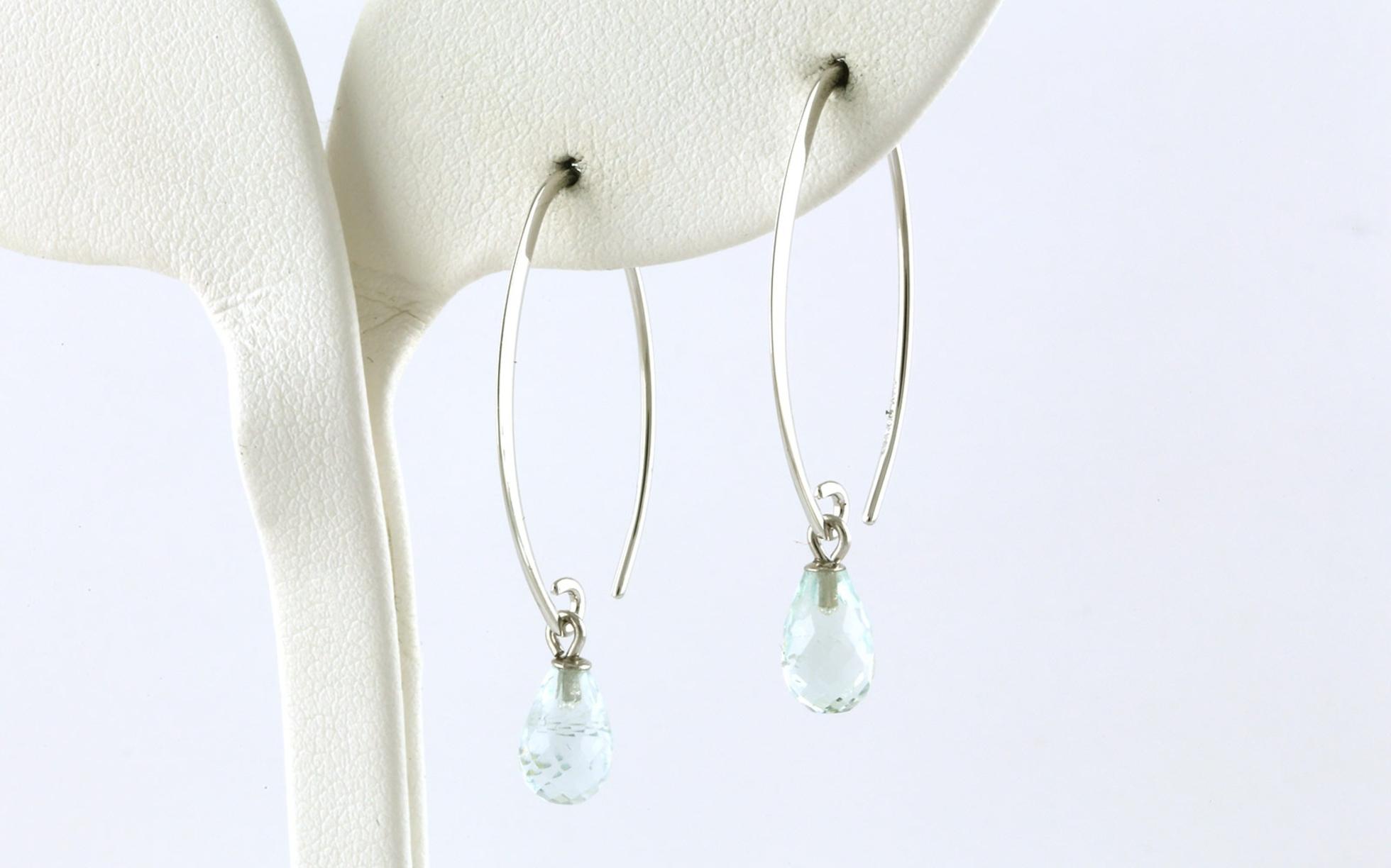 Aquamarine Simple Sweep Dangle Earrings in White Gold