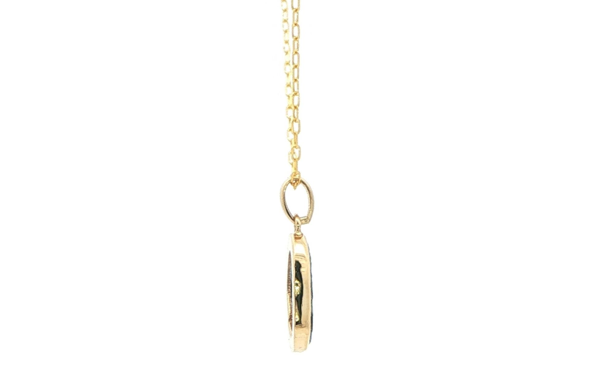 Bezel-set Raw Un-cut Montana Yogo Sapphire Necklace in Yellow Gold (1.06cts) side