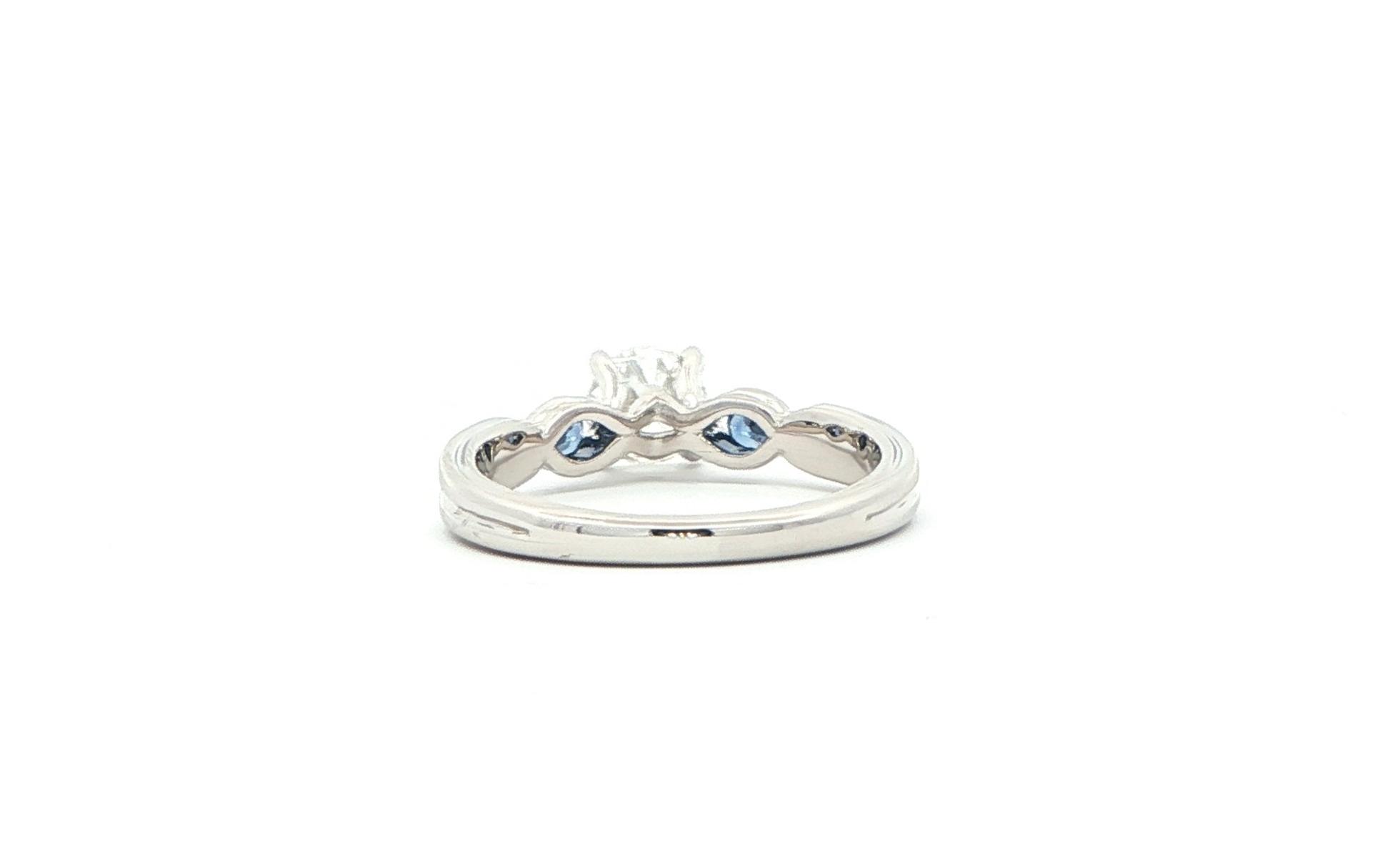 3-Stone Woven Diamond and Montana Yogo Sapphire Ring in White Gold (0.80cts TWT) back