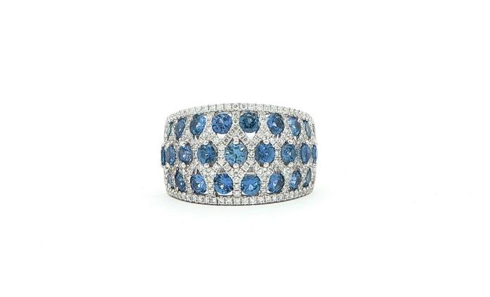 content/products/Honeycomb Design Montana Yogo Sapphire and Diamond Ring in White Gold (2.41cts TWT)