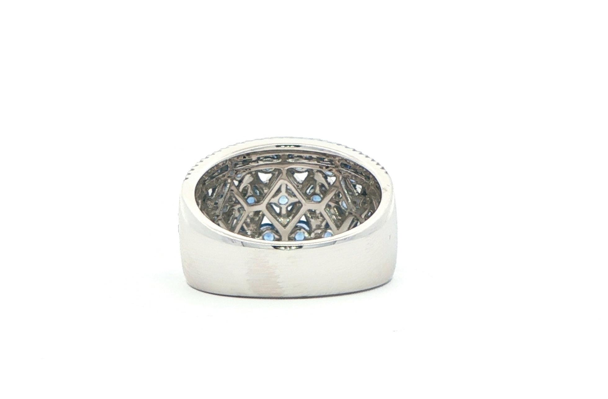Honeycomb Design Montana Yogo Sapphire and Diamond Ring in White Gold (2.41cts TWT) back