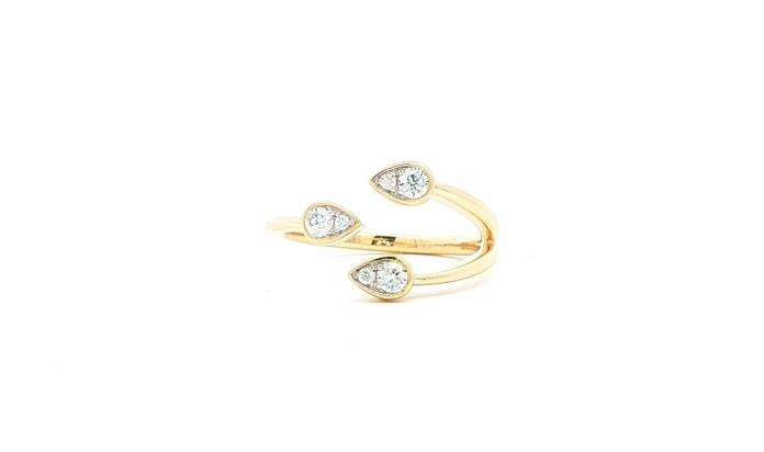 content/products/Three Pear Design Open Diamond Ring in Yellow Gold (0.24cts TWT)