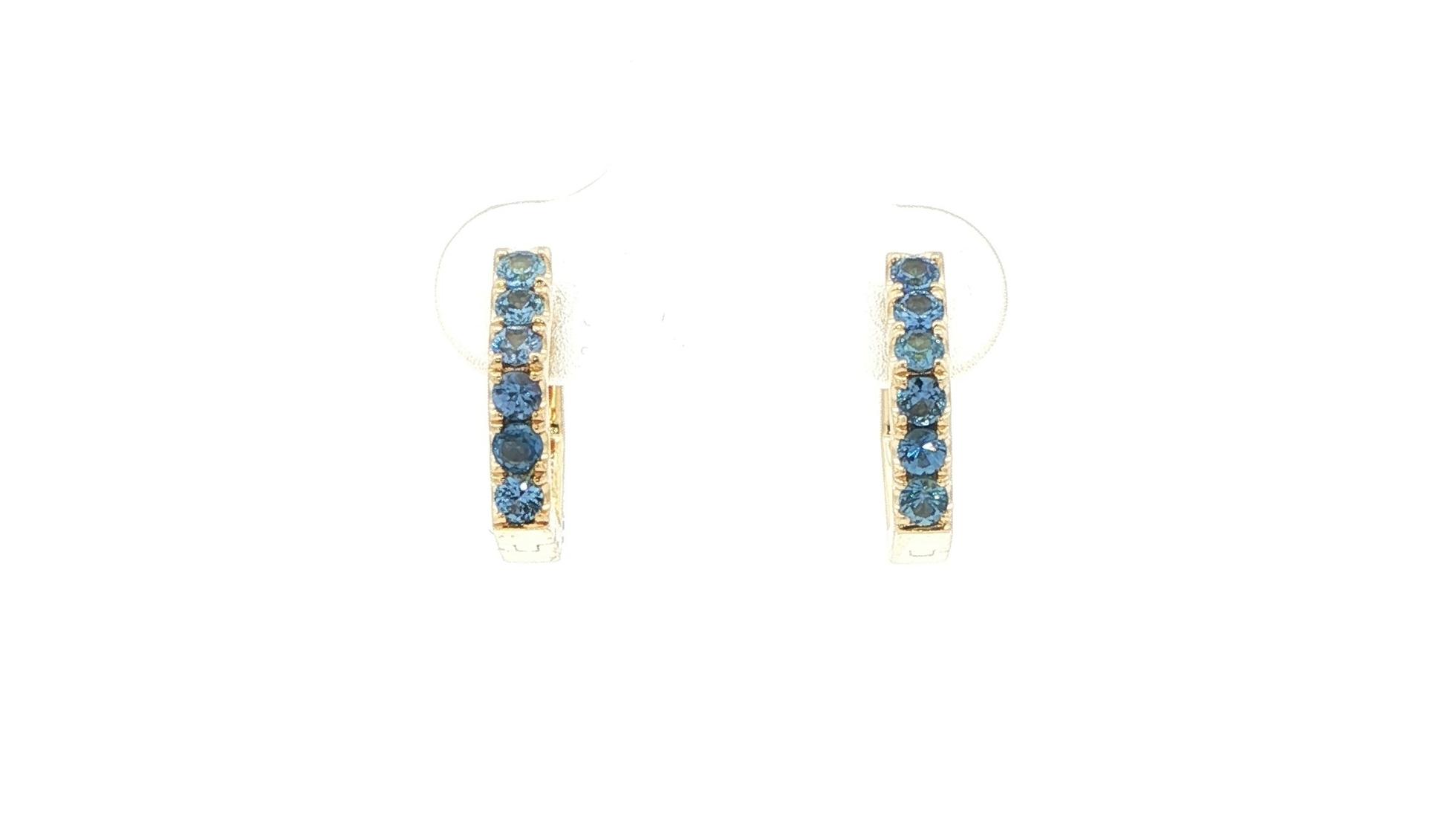 Octagon Montana Yogo Sapphire Hoop Earrings in Yellow Gold (0.55cts TWT)